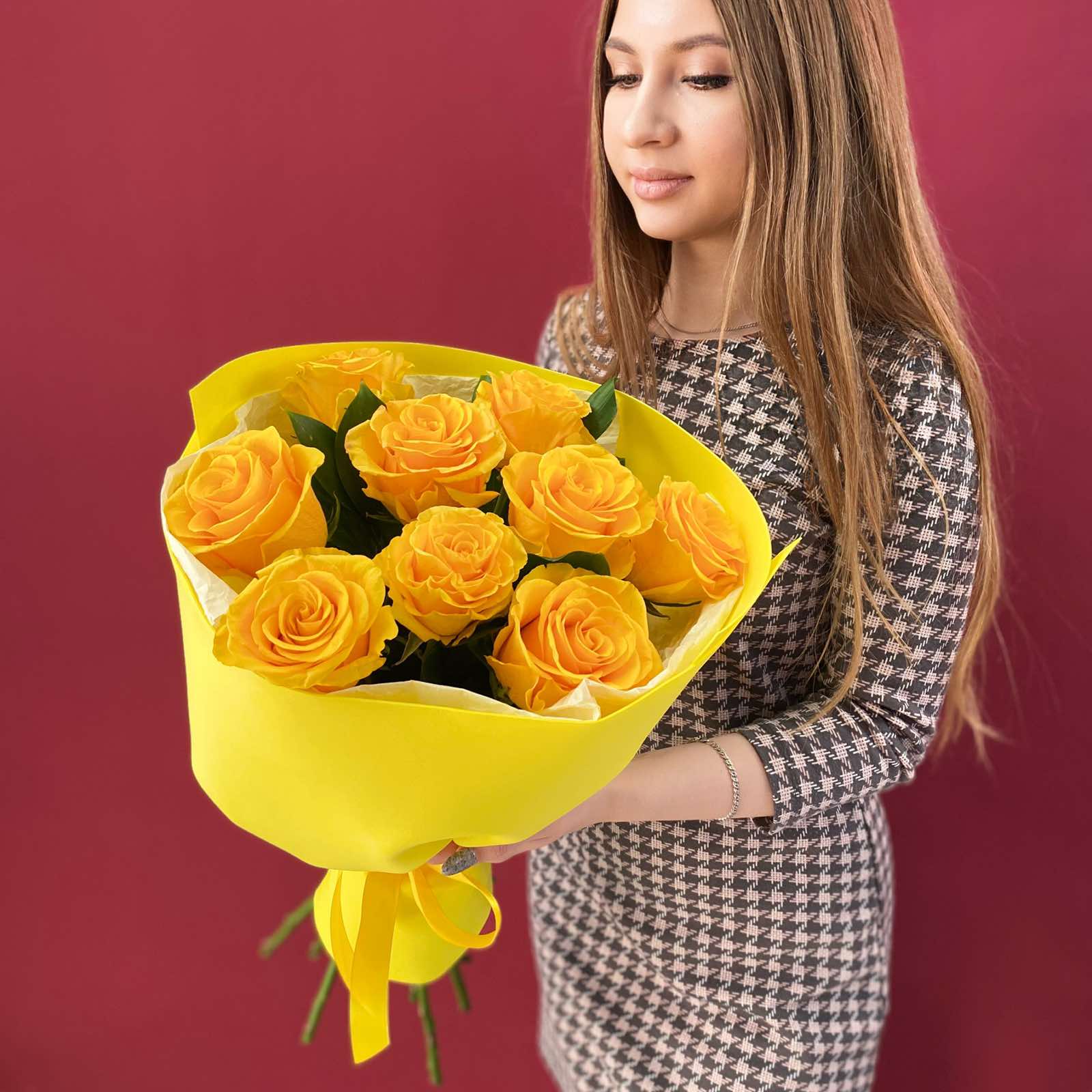 Букет желтых роз (9шт)