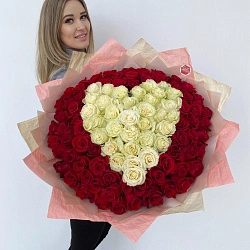 Роза 101 сердце